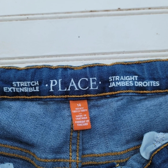 Place Boys Adjustable Waist Stretch Straight Denim Blue Jeans 30x26 Sz 14 - Picture 7 of 10